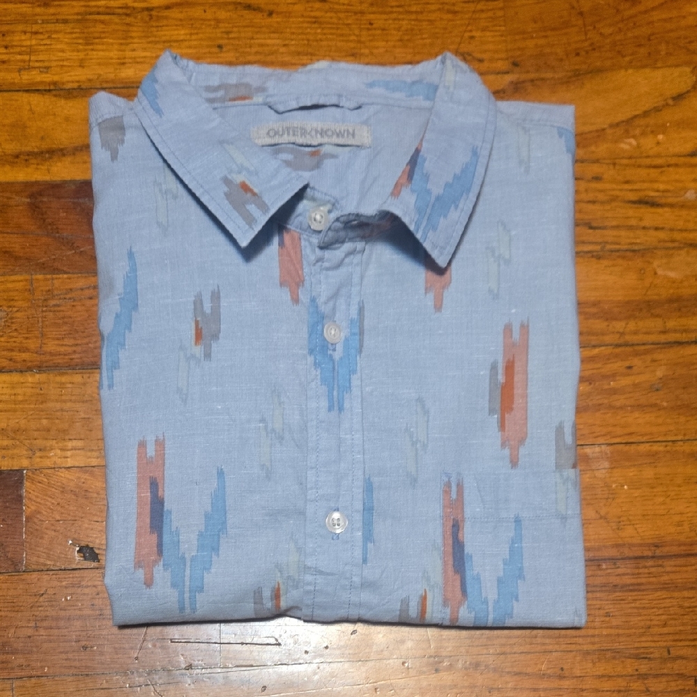 Outerknown Shirt Mens XL Light Blue Southewestern Organic Cotton Hemp Button Up